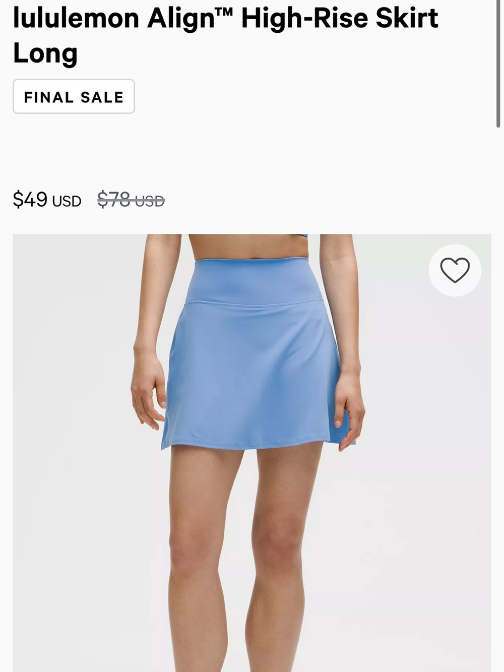 lululemon athletica Align™ High-Rise Skirt Long - Light Blue size 8